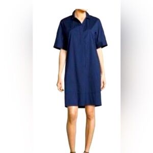 Lafayette 148 Navy Popover Shirt Dress L MINT CONDITION